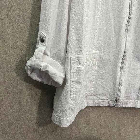 Chico's White Lagenlook Shacket Linen Blend Jacket Size 4 - Picture 3 of 9